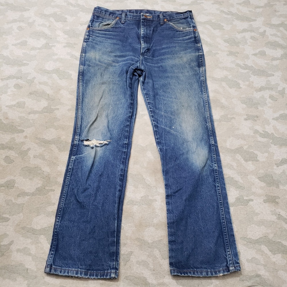 Vintage‎ Wrangler 36x32 Blue 936Den Cowboy Cut Pockets Denim Medium Wash